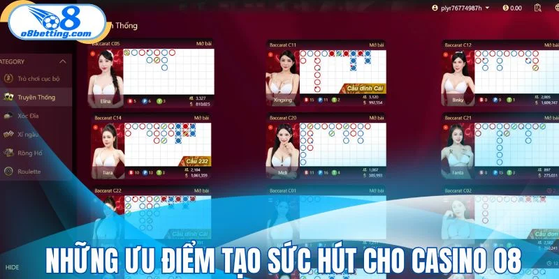 Những ưu điểm tạo sức hút cho casino O8