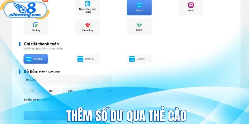 Thêm số dư qua thẻ cào